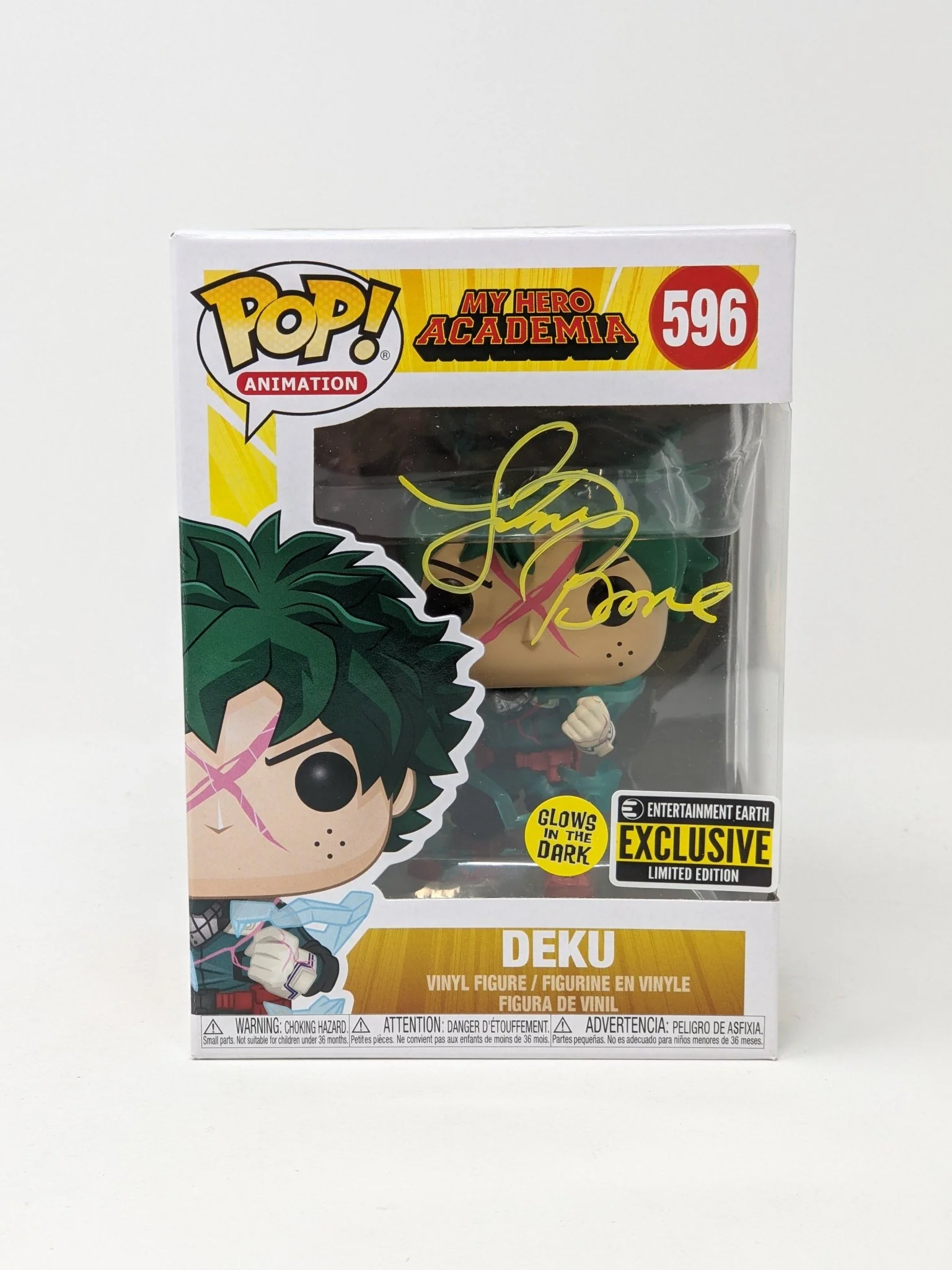 Justin Briner My Hero Academia Deku #596 Exclusive Glow In The Dark Signed Funko Pop JSA Certified Autograph - Image 3