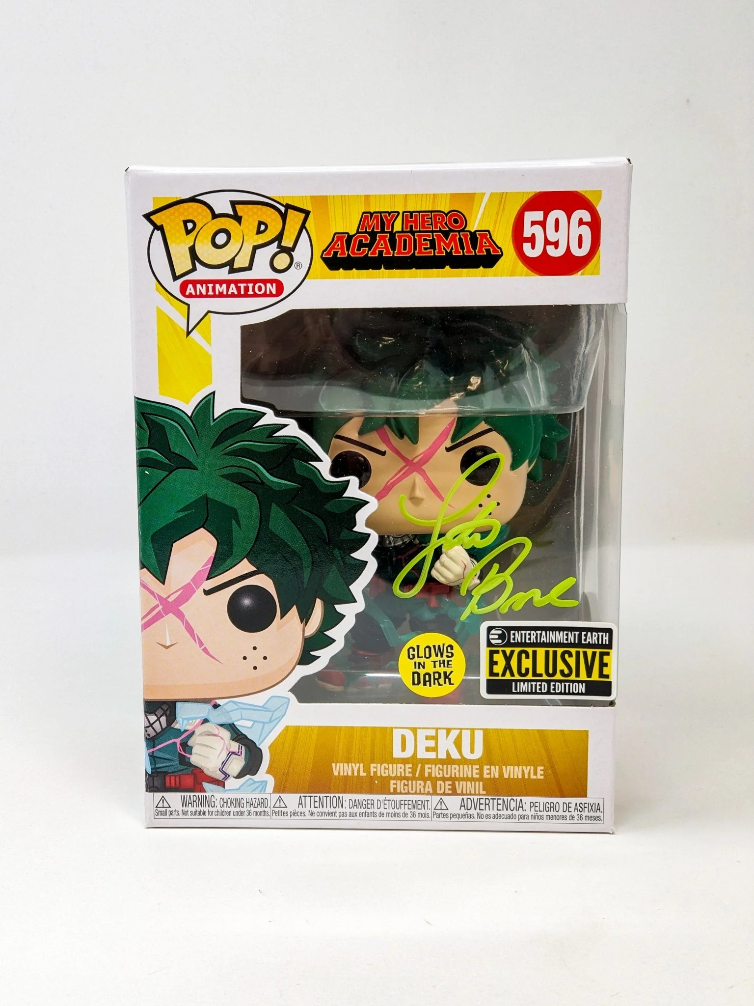 Justin Briner My Hero Academia Deku #596 Exclusive Glow In The Dark Signed Funko Pop JSA Certified Autograph - Image 4